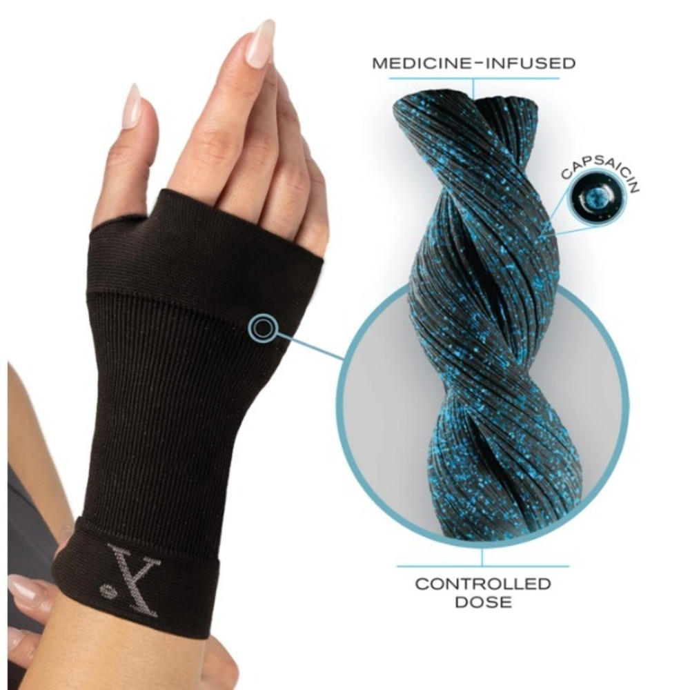 Nufabrx Medicine Infused Wrist Compression Black‎ Sleeve Control Pain Relief NEW